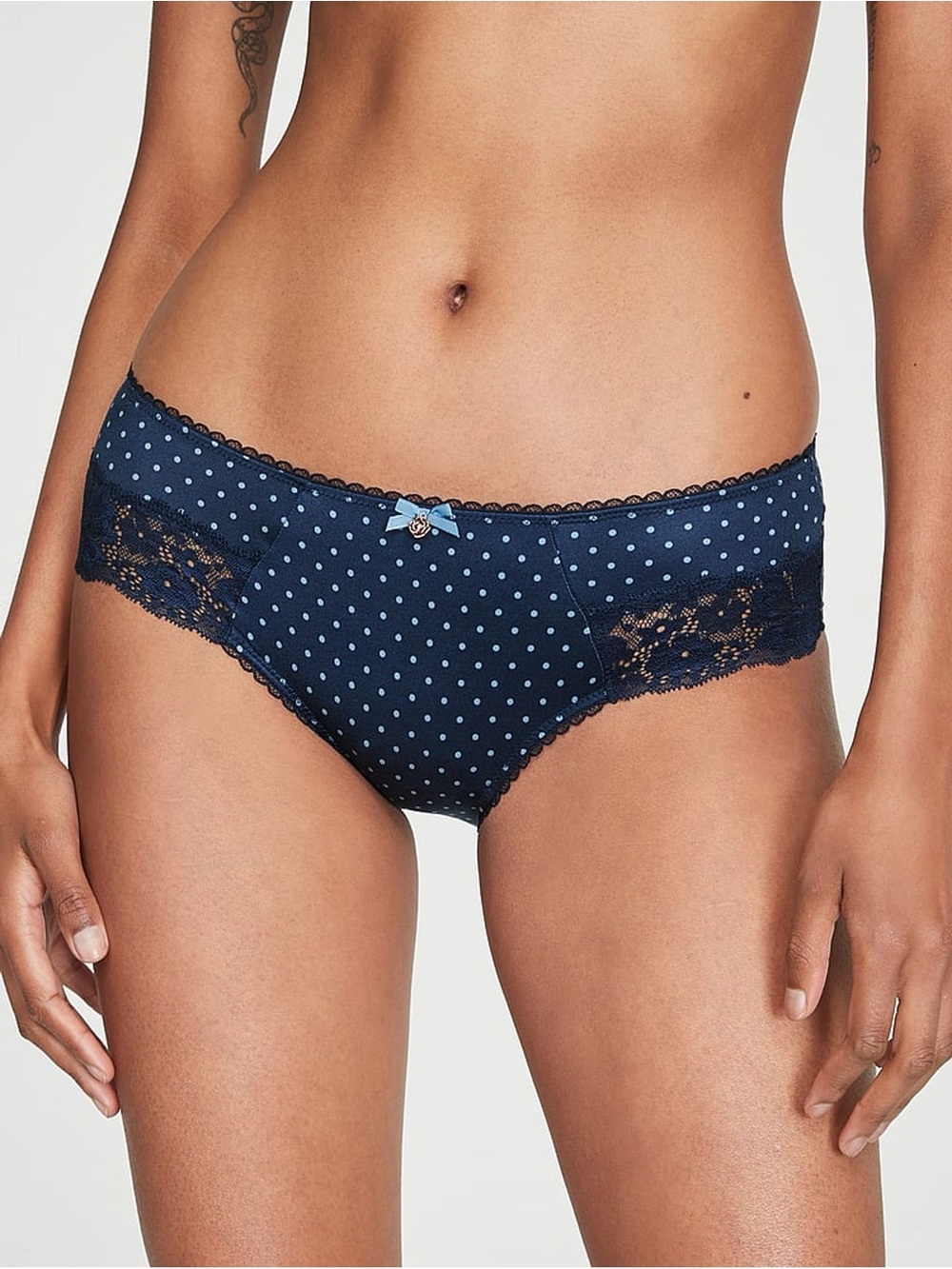 Victoria’s Secret Navy Polka Dot Lace Hipster Panty Size Large NWT